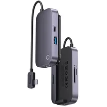 Baseus PadJoy 6-Port Type-C HUB Adapter Dark gray (USB-C, 6 Ports), Dockingstation + USB Hub, Grau