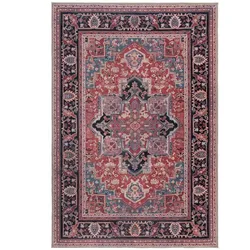 Kadima Design Maschinenwaschbarer Traditioneller Vintage-Teppich aus recycelten Fasern, rutschfest - `Hald`. Farbe: Rot, 160x230 cm