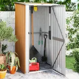 YEZIYIYFOB Gartenhaus Geräteschuppen Braun 118,5x97x209,5 cm Verzinkter Stahl Gartenschrank Fahrradgarage Gartenhaus Metall Fahrradbox Gartenschrank Wetterfest Fahrradunterstand GeräTehaus Viel Platz