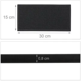 Relaxdays Barmatte 2er Set, mit Noppen, 30 x 15 cm, schwarz
