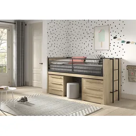 Vipack Stauraumbett Sam 90 x 200 cm Eiche dekor beige