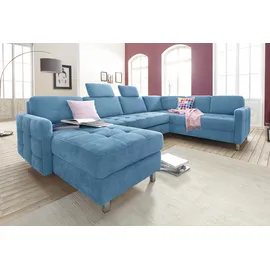 sit&more Wohnlandschaft Kunstleder U-Form 3-Sitzer Blau