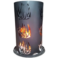 Terrassenofen Feuersäule Feuerkorb Feuerstelle Lagerfeuer Kaminfeuer Metall inkl Feuerrost & Schürhaken H60cm