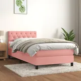 vidaXL Boxspringbett mit Matratze Rosa 80x200 cm Samt