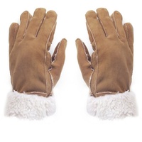 Sonia Originelli Winter-Arbeitshandschuhe Handschuhe aus Lammfell Schaffell unisex hochwertig warm Farben können abweichen, Struktur des Fells kann abweichen braun