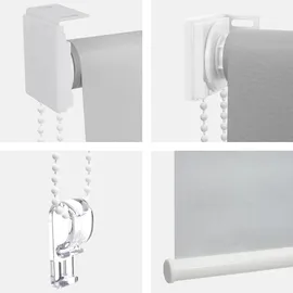 Mendler Rollo HWC-D52, Fensterrollo Seitenzugrollo Jalousie, 80x230cm Sonnenschutz Verdunkelung blickdicht ~ grau/weiß