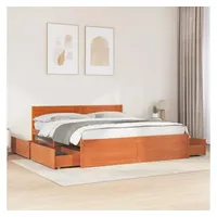 VidaXL Massivholzbett ohne Matratze Wachsbraun 200x200 Kiefernholz