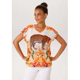 Aniston CASUAL Shirtbluse mit Leopard, tropischen Vögeln, Blüten und Blättern Bunt 40