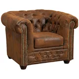 Massivmoebel24 Sessel Chesterfield Polyester 94 x 72 x 86 cm Braun
