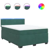vidaXL Boxspringbett 140 x 200 cm Dunkelgrün