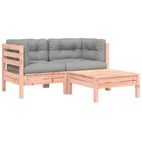 vidaXL Gartensofa mit Kissen und Hocker 2-Sitzer