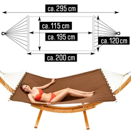 AMANKA XXL Hängematte mit Gestell - 325 cm Hängemattengestell Holz mit Stabhängematte