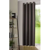 heimtexland ® Thermo- Verdunkelungsgardine Ösenschal Vorhang Verdunkelnd Isolierend Blickdicht Verdunklungsvorhang HxB 245x135 Grau Braun Typ139