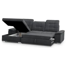 werk2 Ecksofa Carmen, Sofa, Eckcouch mit Schlaffunktion, Bettkasten und Sitztiefenverstellung, grau