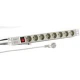 EFB-Elektronik EFB EK631DE.2GR - ́ 1HE Steckdosenleiste 8 x CEE 7/3 mit Schalter Alu grau