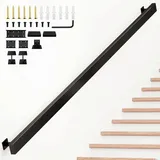 Handlauf Treppe Innen Treppengeländer Schwarz Handläufe für Treppen Matte Metal, Geländer Treppe, Treppenhandlauf, Wandhandlauf, Wand Treppe für Innen & Außen Wohnung Küchen (380cm(149.6IN))