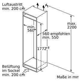 Bosch Serie 6 KIR81AFE0 Einbaukühlschrank (319 l, 1772 mm hoch)