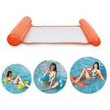 Cyslmuk - 1 Stück aufblasbares Schwimmbadbett, orange, super bequeme Wasserhängematte mit Netz, aufblasbare Kopf- und Fußhängematte, Luftmatratze,