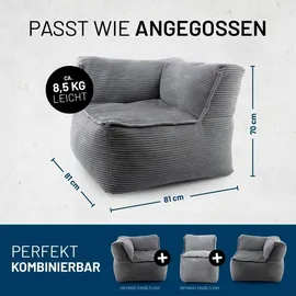 Lumaland Modulares Eckteil rechts Sitzsack grau