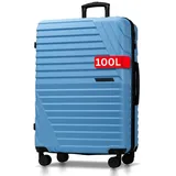 cocoono Hartschalenkoffer XL Groß - 100L Volumen erweiterbar auf 117L - 158cm Gurtmaß - 8 Rollen 360° drehbar - Leichter Koffer mit TSA Schloss & Teleskopgestänge - Reisekoffer mit Rollen (blau, XL)