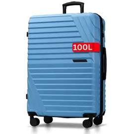 cocoono Hartschalenkoffer XL Groß - 100L Volumen erweiterbar auf 117L - 158cm Gurtmaß - 8 Rollen 360° drehbar - Leichter Koffer mit TSA Schloss & Teleskopgestänge - Reisekoffer mit Rollen (blau, XL)