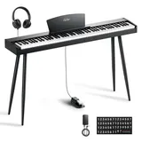 Eastar EUP-80 Digitalpiano mit 88 Anschlagdynamischen Tasten, Vollwertiges E-Piano für Anfänger, Inklusive Notenständer, Pedal, Kopfhörer und Aufklebern