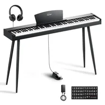 Eastar EUP-80 Digitalpiano mit 88 Anschlagdynamischen Tasten, Vollwertiges E-Piano für Anfänger, Inklusive Notenständer, Pedal, Kopfhörer und Aufklebern