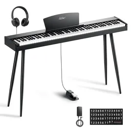 Eastar EUP-80 Digitalpiano mit 88 Anschlagdynamischen Tasten, Vollwertiges E-Piano für Anfänger, Inklusive Notenständer, Pedal, Kopfhörer und Aufklebern