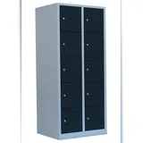 Steelboxx Schließfachschrank Stahl 1800 x 800 x 500 mm grau 2 Abteile 10 Fächer