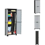 Kunststoffschrank 68x39x171,5 cm - Aufbewahrungsbox - Garderobe - Werkzeugschrank - Plasticschrank - Grau