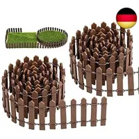 BLUESEABUY 2 Stück Brown Miniatur Zaun Mini Gartenzaun Holzzaun Dekoration Miniatur Holz