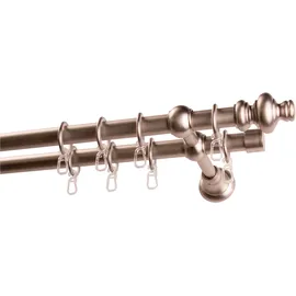 GARESA Gardinenstange GARESA "ANDREA", silber (mattnickelfarben), L:150cm Ø:20mm, Metall, Gardinenstangen, Vorhanggarnitur, verlängerbar, Endknopf Profil groß, mit Ringen