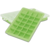 Intirilife 2x Eiswürfelformen in GRÜN – 2er Set à 24 Fächer Eiswürfel Silikonformen mit Deckel – Flexibler Eiswürfelbehälter Verschließbar
