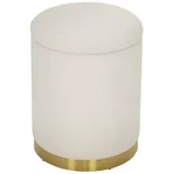 Homcom Sitzhocker mit Stauraum Hocker mit Deckel, Stahlboden, Runder Fußhocker Polsterhocker mit Fußpads, Kordoptik 36 x 36 x 44 cm Cremeweiß