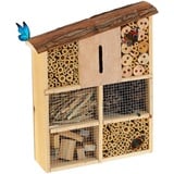 Relaxdays Insektenhotel mit Rindendach & Schmetterlinge, Bienenhotel HxBxT 34x27,5x8 cm, Natur