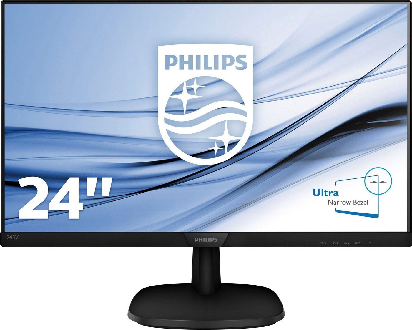 Philips 243V7QDAB LCD-Monitor (61 cm/24 ", 1920 x 1080 px, Full HD, 5 ms Reaktionszeit, 60 Hz, IPS) schwarz