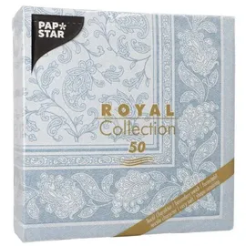 Papstar Servietten "ROYAL Collection" 1/4-Falz 40 cm x 40 cm blau Paisley