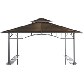 GRASEKAMP Ersatzdach Hardtop BBQ Pavillon 1,5x2,4m Doppelstegplatten Polycarbonat Braun