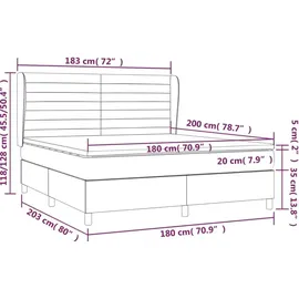 vidaXL Boxspringbett mit Matratze Dunkelbraun 180x200 cm Stoff