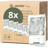 ABSODRY - Luftentfeuchter Nachfüllpack 8x600g - AbsoDry kompatibel - Verhindert Geruch & bindet Feuchtigkeit - Trockenmittelbeutel mit Granulat für Raumentfeuchter - Entfeuchter Nachfüllpack