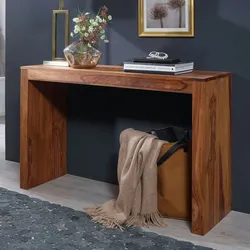 Kadima Design Konsolentisch Massivholz Sheesham - Platzsparend, vielseitig, Stabiles Standbein, Landhausstil. 115x40x75 cm
