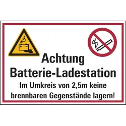 Aufkleber, Batterie-Ladestation - 300 x 200 mm Folie selbstklebend