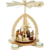 Erzgebirgische Volkskunst Richard Glässer GmbH Weihnachtspyramide Richard Glässer Pyramide Christi Geburt, Handarbeit aus dem Erzgebirge beige