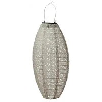 MARELIDA LED Solar Lampion oval mit Blumenmuster beige -