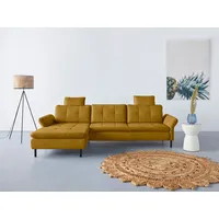 Ecksofa INOSIGN "Birkholm L-Form", gelb (mustard), B:267cm H:83cm T:174cm, 98% Polyester 2% Polyamid, Sofas, Ecksofa, Armlehnverstellung, auch in Easy Clean Bezug - mit Wasser zu reinigen