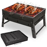 Holzkohlegrill, Camping Grill Klappbar Klein 35 x 27 x 20 cm, Tragbarer Grill Edelstahl Camping, Tragbarer Outdoor Grill, für Picknick, Terrasse, Camping, Reisen Outdoor Garten Party usw