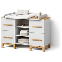 livinity® Wickelkommode Mailo, Weiß/Artisan, XL mit 4 Schubladen