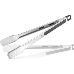 Grillzange GEFU "BBQ", silber (silberfarben, schwarz), B:4cm H:3,5cm L:42,5cm, Edelstahl, Kunststoff, Küchenzangen, Verriegelungsmechanismus mit integrierter Öse zum Aufhängen, Edelstahl