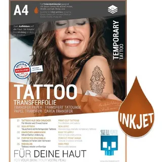 Skullpaper SKULLPAPER® temporäre Tattoo-Transferfolie FÜR DIE Haut - SEHR GUT getestet - für Tintenstrahldrucker (A4-4 Blatt)