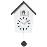 Cuco Clock Wanduhr Kuckucksuhr BAUERNHAUS, Pendeluhr Wanduhr, Moderne Schwarzwalduhr (28,3 × 22,8 × 10,4cm, mit Nachtruhefunktion, Vogelgezwitscher) schwarz